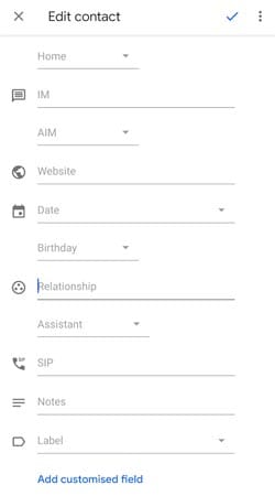 Google Contacts Edit