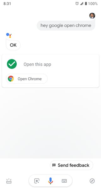 Open chrome using assistant