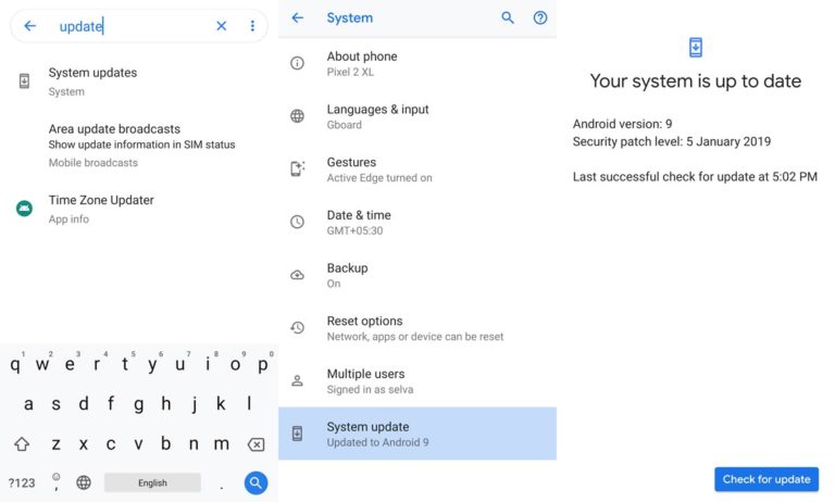 checking for software update android