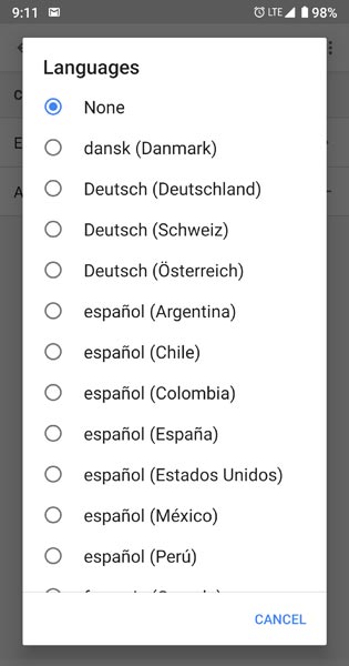 Select language in assistant