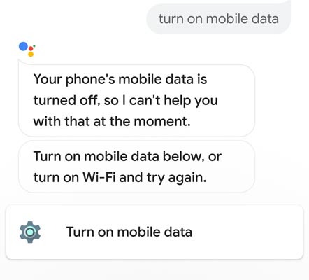 Google assistant turn on mobile data