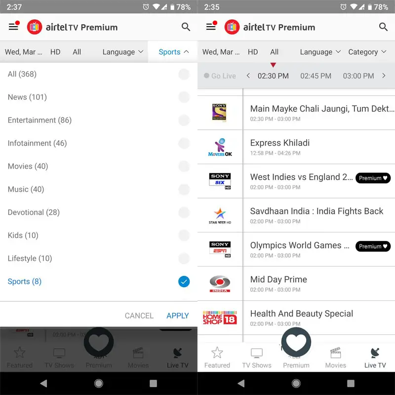 Airtel TV Premium Screenshots