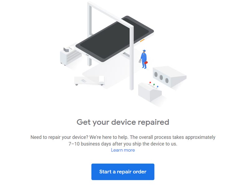Google Repair center Step 1