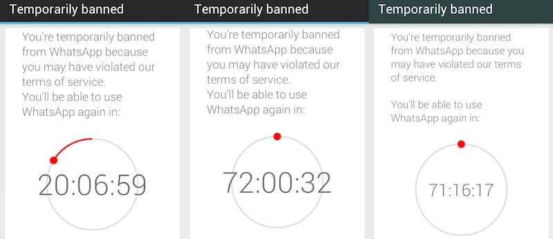 Temporarily banned from whatsapp