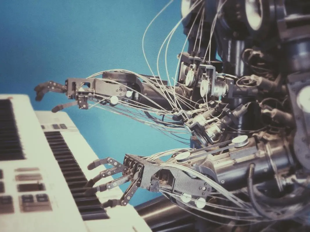 robot composing music in piano
