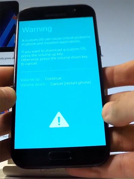 A5 2017 Download Mode Warning Screen