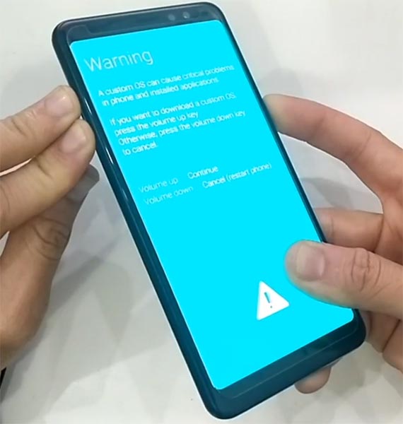 A8 Plus Download Mode Warning Screen