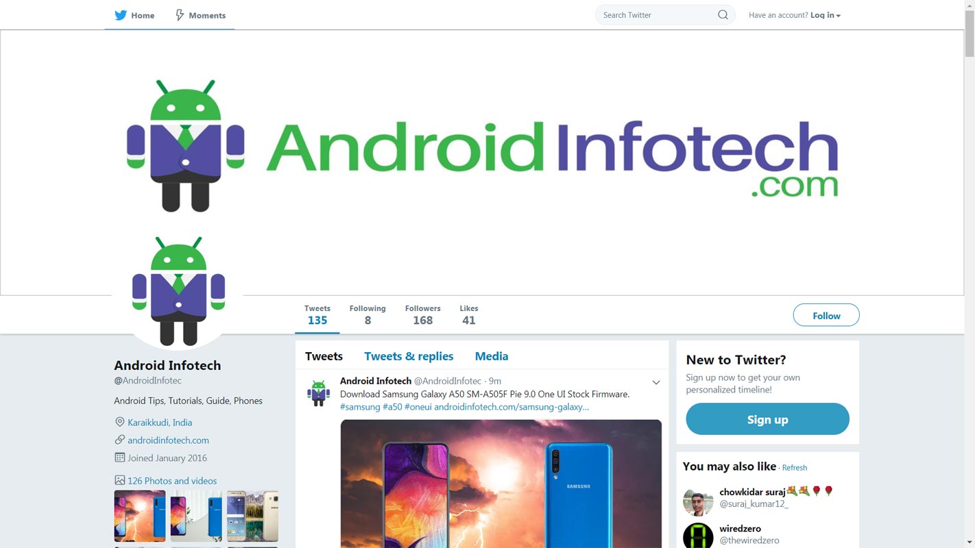 Android Infotech Twitter Page