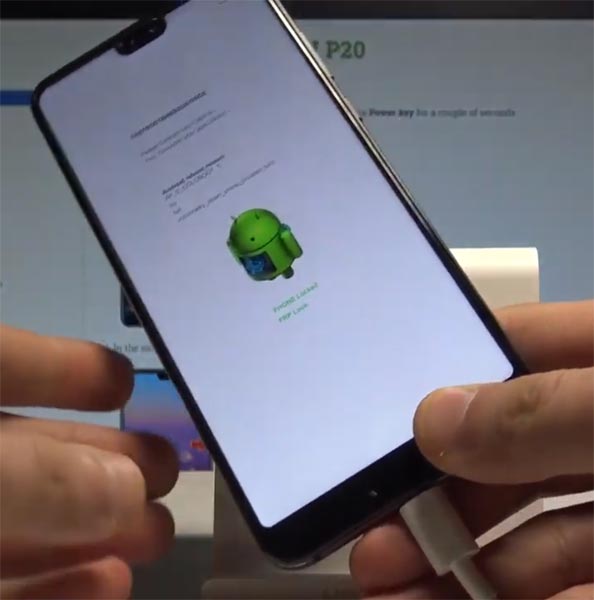 Huawei P20 Fastboot Mode Warning Screen