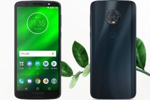 Moto G6 Plus with Leaf Background