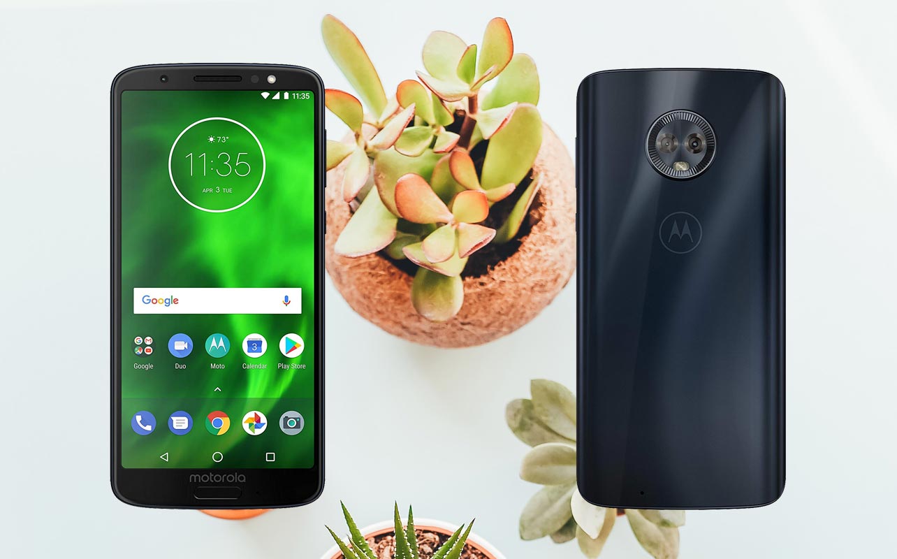Moto G6 Plus with Small Plants