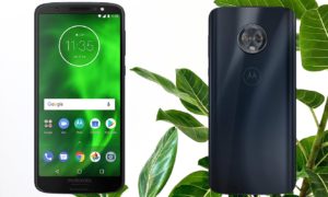 Moto G6 with Leaf Background