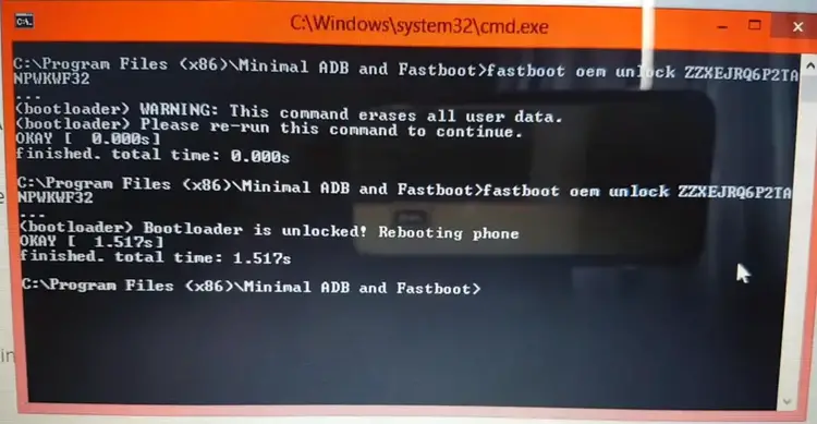 Moto unlock bootloader command