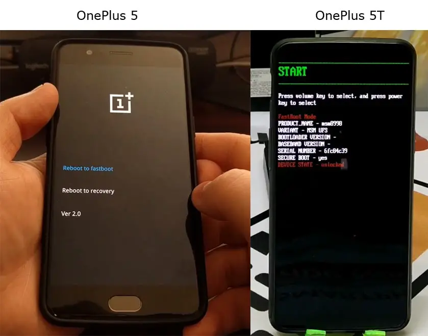 OnePlus 5 and 5T Fastboot Warning Screen