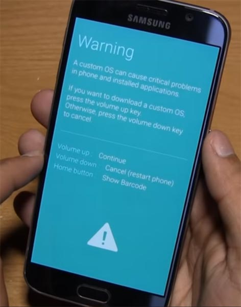 S6 Edge Download Mode Warning Screen