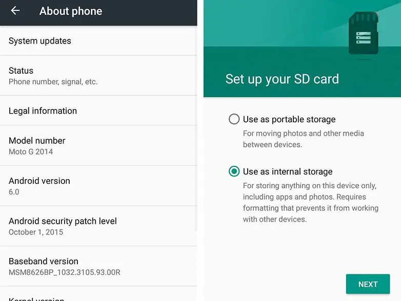 SD Card Internal Storage