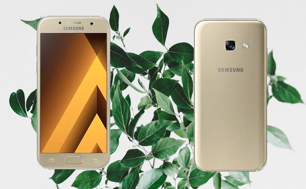 Samsung A3 2017 with Leaf Background