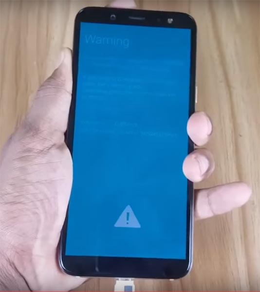 Samsung A6 Download Mode Warning Screen