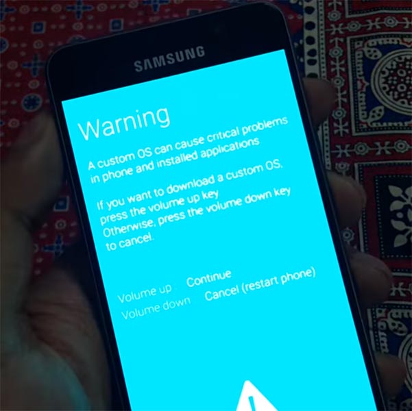 Samsung Galaxy A3 2016 Download Mode Warning Screen