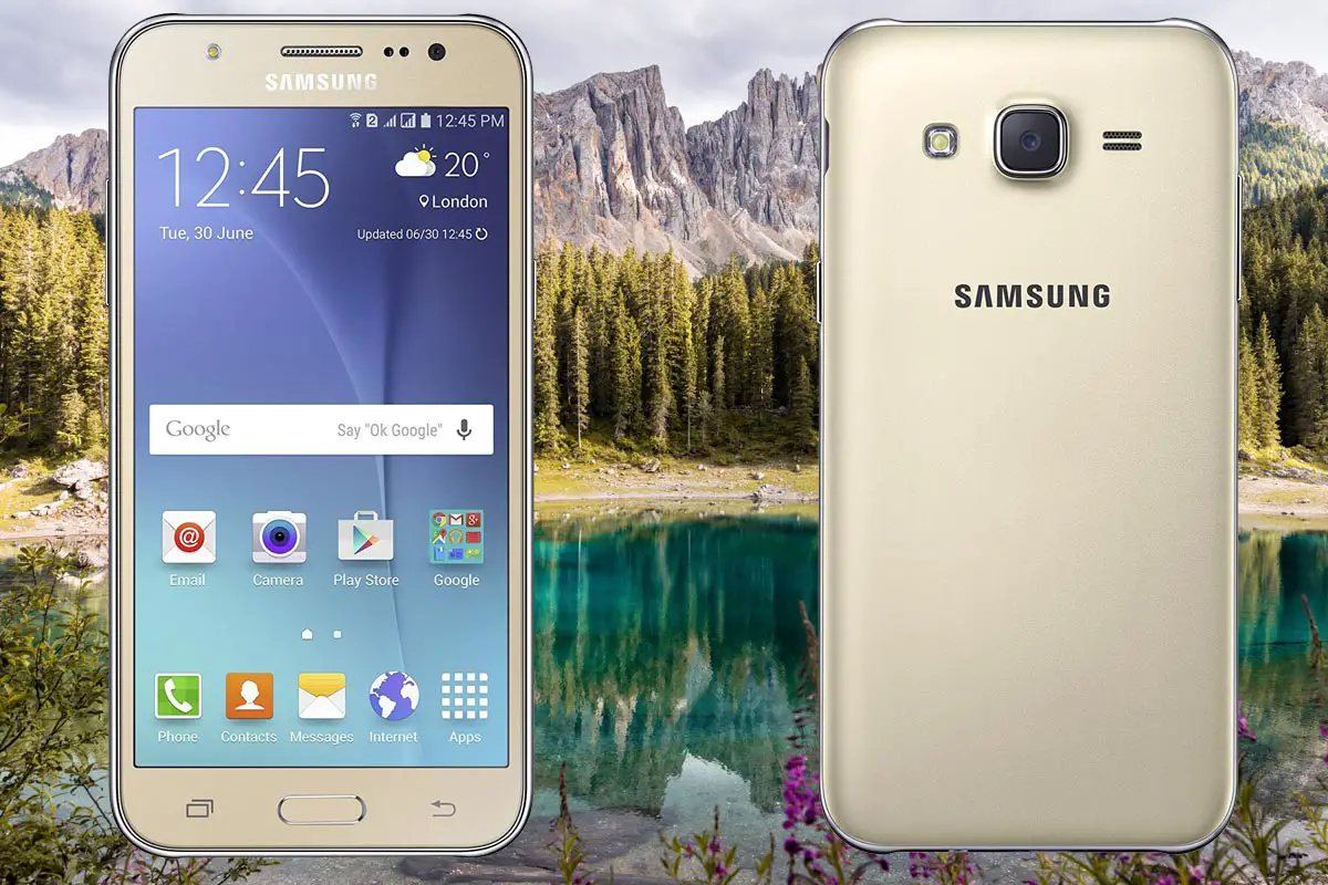 Samsung Galaxy J5 with Mountain Background