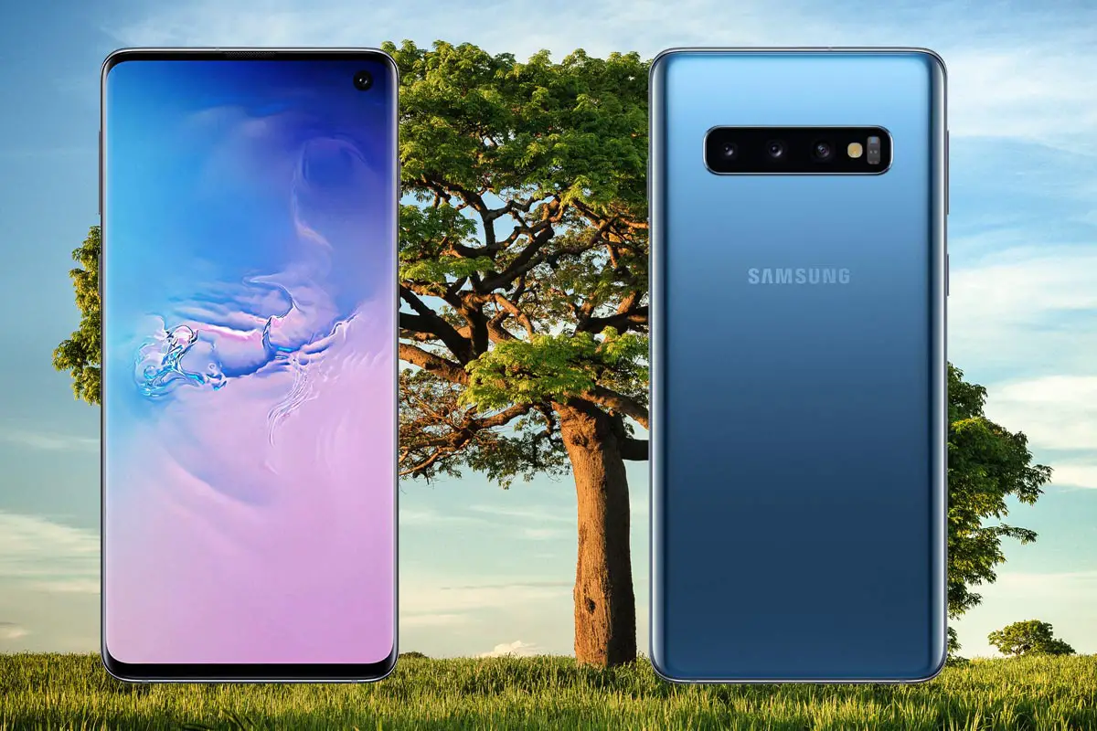 Samsung Galaxy S10 with Tree Background