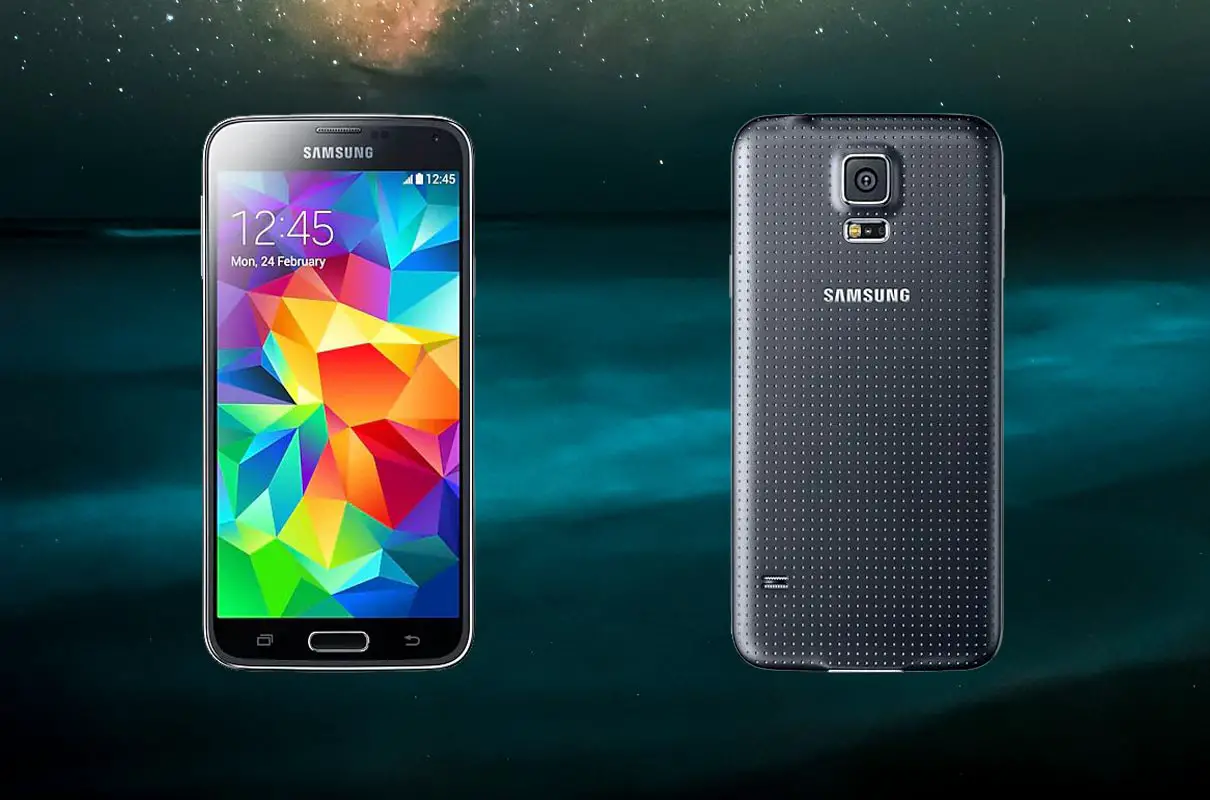 Samsung Galaxy S5 with Galaxy Background