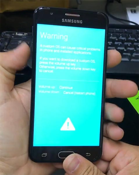 Samsung J5 Prime Download Mode Warning Screen