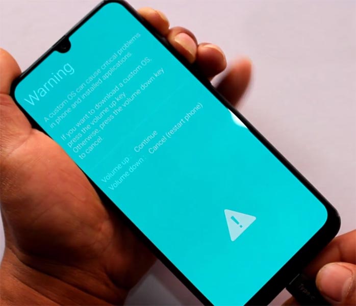 Samsung Galaxy M30 Download Mode Warning Screen