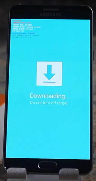 Samsung Note 5 Download Mode Warning Screen