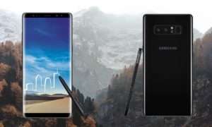 Samsung Note 8 with Snow Mountain Background