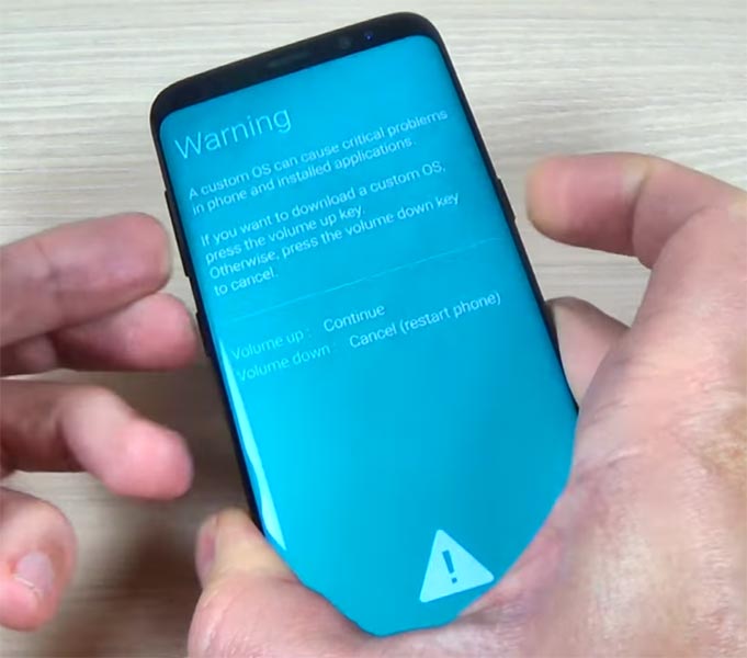 Samsung S8 Download Mode Warning message