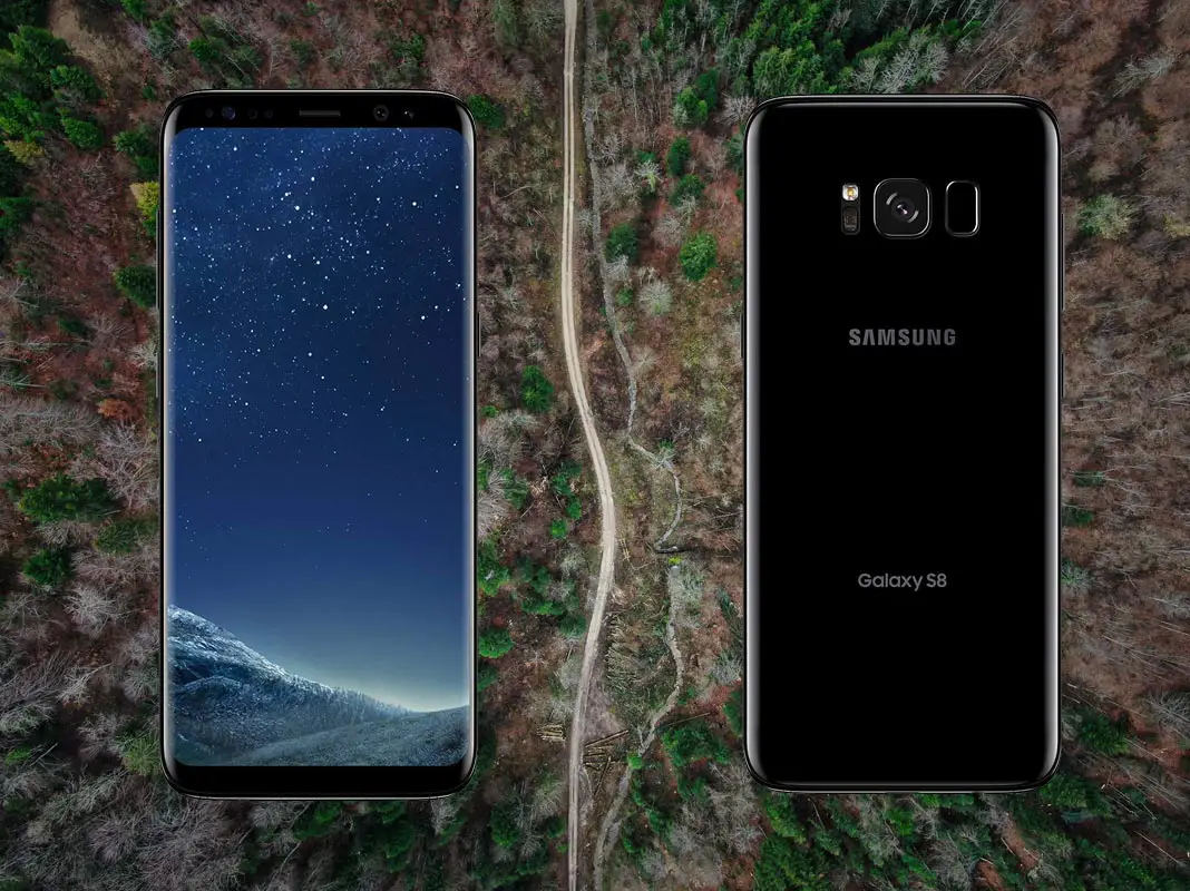 Samsung S8 with Forest Background