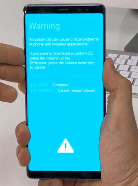 Samsung note 8 Download Mode Warning Message