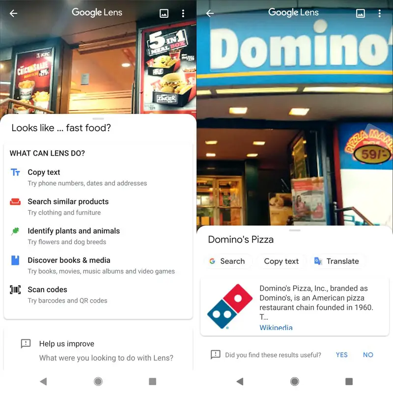 Google Lens Food Identify