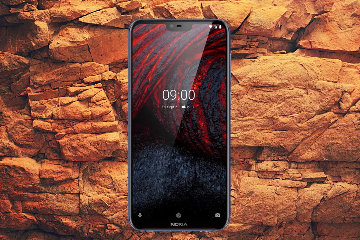 Nokia 6 1 Plus with Rock Background