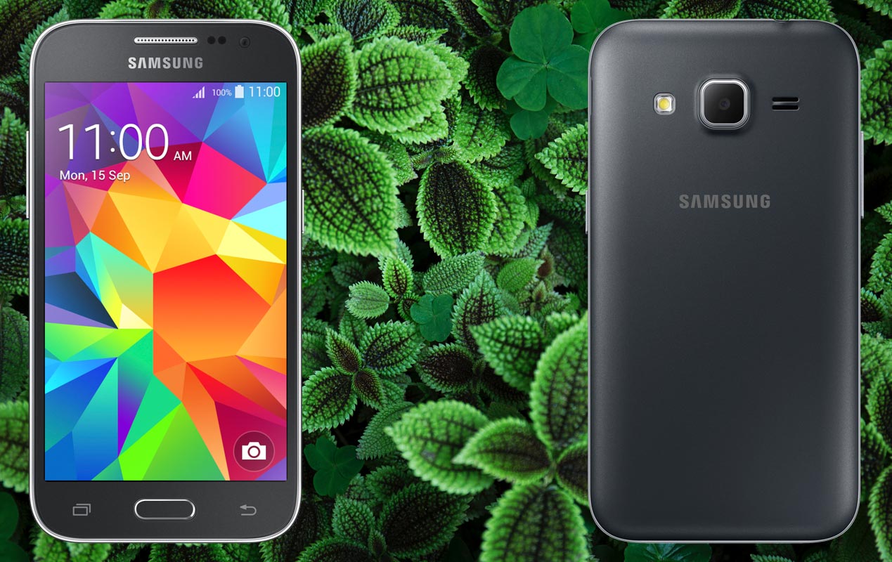 Samsung Galaxy Core Prime with Leaf Background