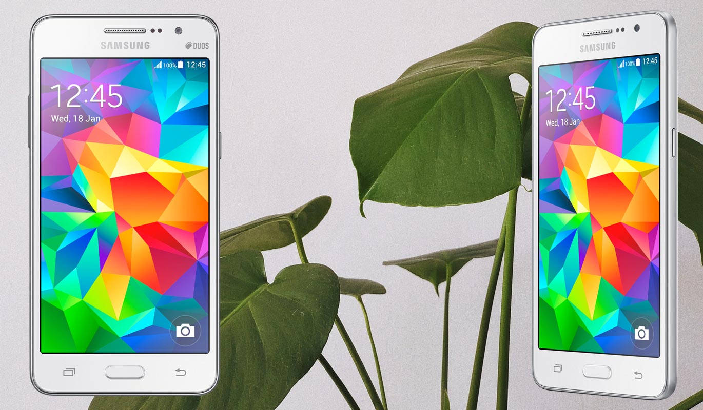 Samsung Galaxy Grand Prime with Leaf Background