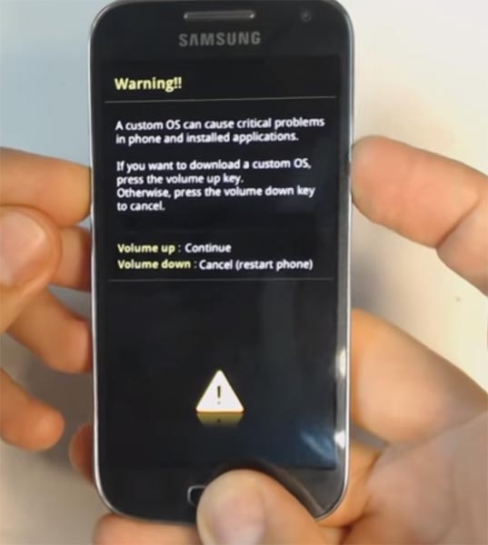 Samsung Galaxy S4 Mini Download Mode Warning Message