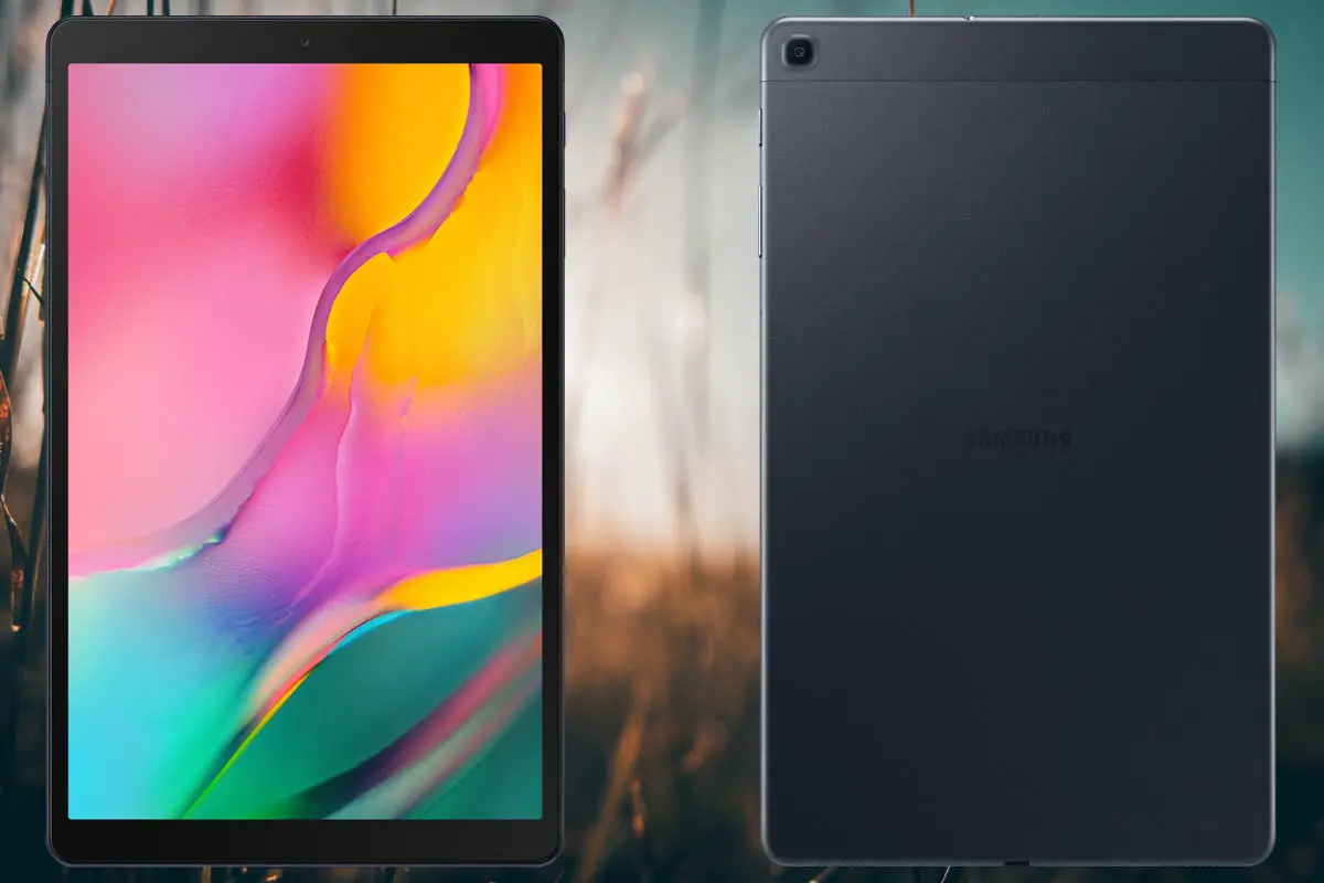 Samsung Galaxy Tab A 10 2019 with Field Background