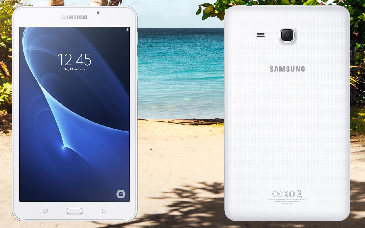 Samsung Galaxy Tab A 7 2016 with Beach Background