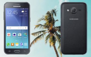 Samsung J2 with Palm Tree Background
