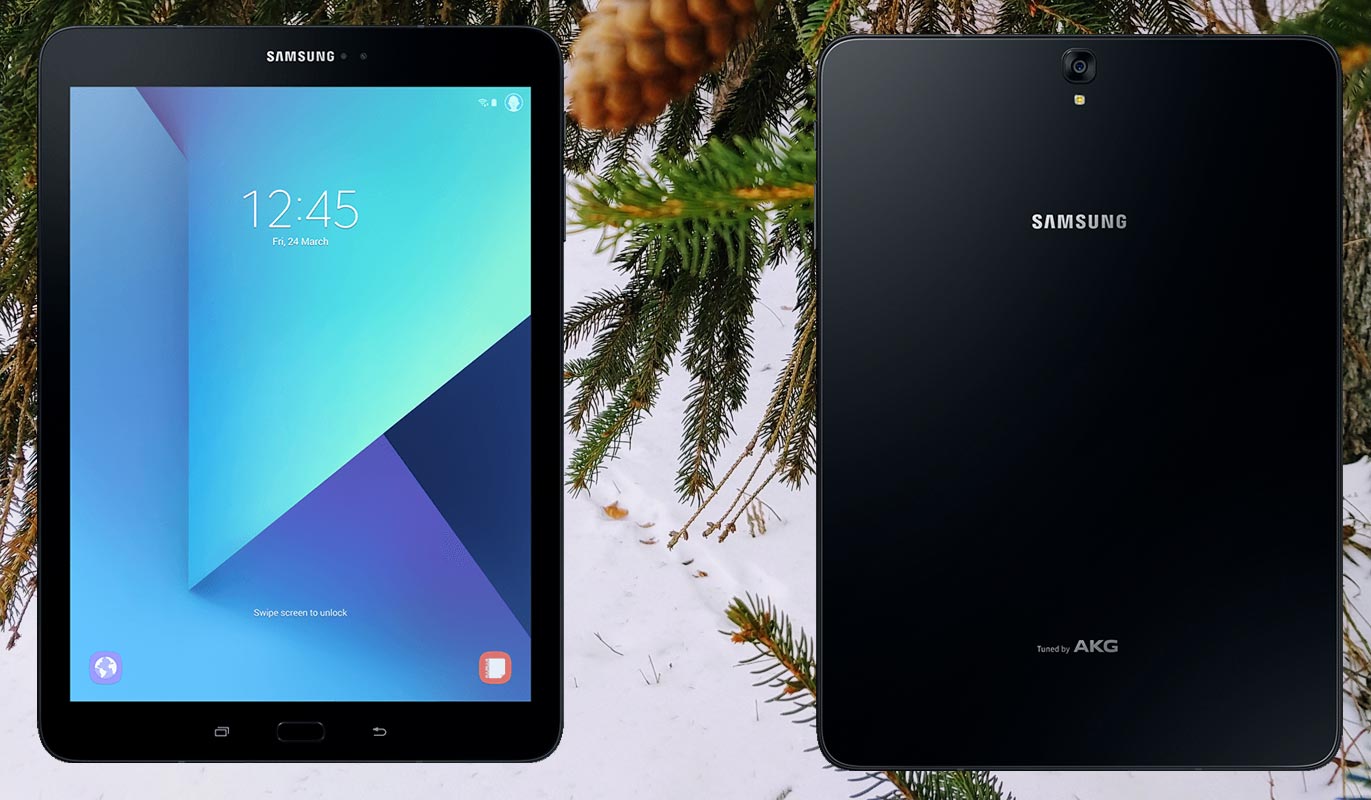 Samsung Tab S3 with Snow Background