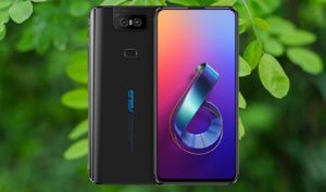 Asus ZenFone 6 with Green Leaf Plant Background