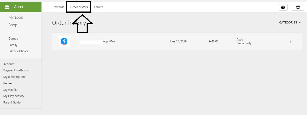 Google Play Store Order History