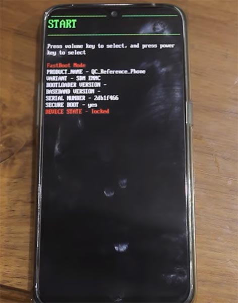 Oppo Realme 2 Pro Fastboot Warning Screen