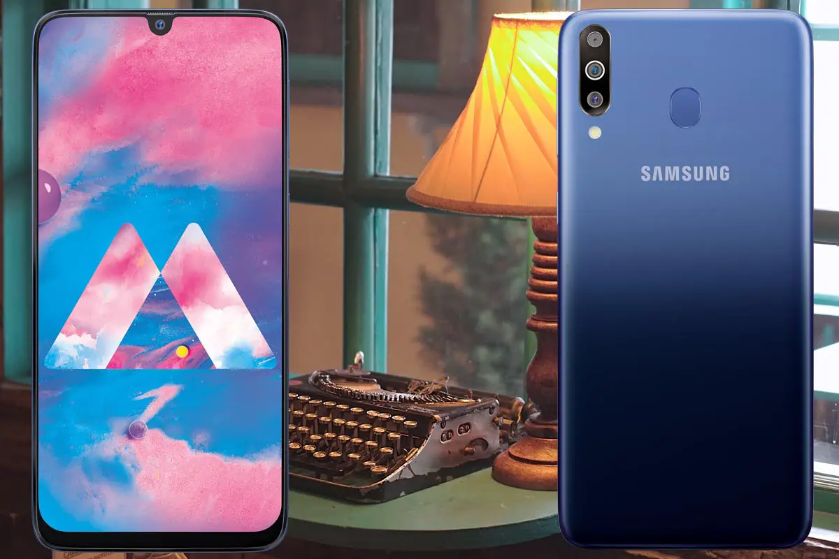 Samsung Galaxy M30 with Table Lamp Background