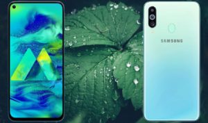 Samsung Galaxy M40 with Leaf Background