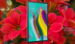 Samsung Galaxy Tab S5e with Flower Background