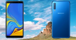 Samsung Galaxy A7 2018 with Blue Sky Background