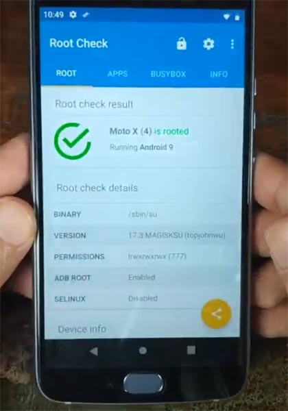 Moto X4 Root Checker